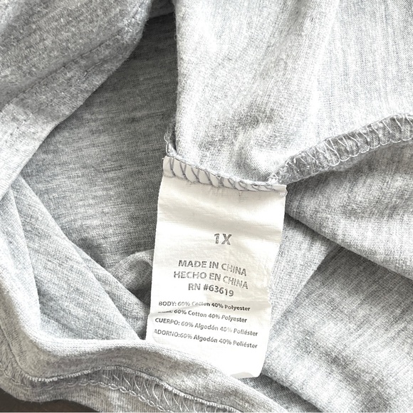 Bebe Sport Gray Sequin Logo Short Mesh Sleeves Womens 1X - Picture 7 of 10